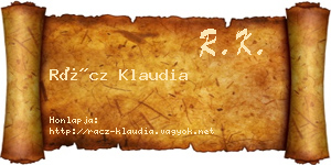 Rácz Klaudia névjegykártya